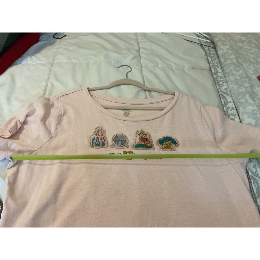 Walt Disney World Parks Icons Pink Graphic T-Shirt Women XL Organic Cotton Blend - Picture 9 of 11